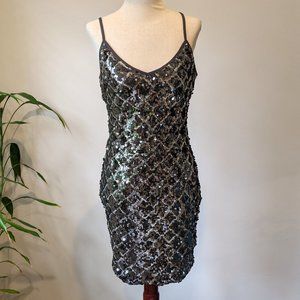 Medium Black and Silver Sequin Party Dress